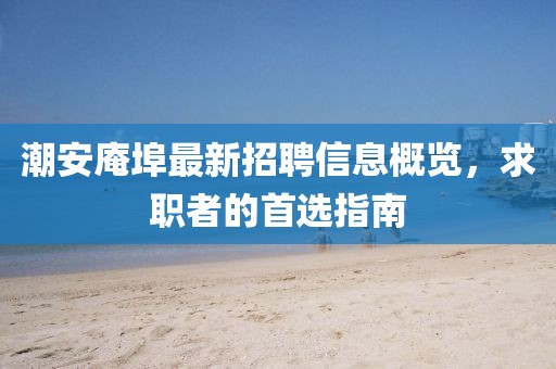 潮安庵埠最新招聘信息概览，求职者的首选指南