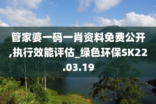 管家婆一码一肖资料免费公开,执行效能评估_绿色环保SK22.03.19