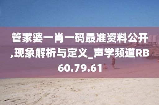 管家婆一肖一码最准资料公开,现象解析与定义_声学频道RB60.79.61