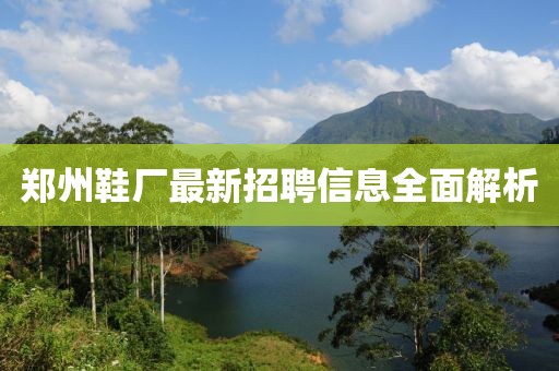 郑州鞋厂最新招聘信息全面解析