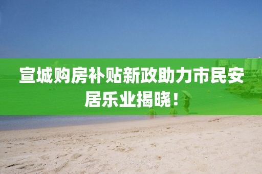 宣城购房补贴新政助力市民安居乐业揭晓！