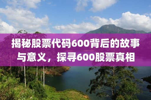 揭秘股票代码600背后的故事与意义，探寻600股票真相