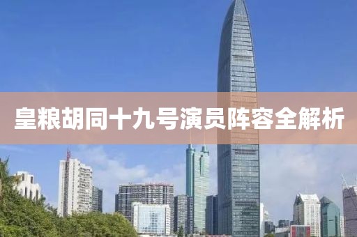 皇粮胡同十九号演员阵容全解析
