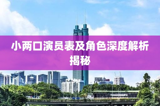 小两口演员表及角色深度解析揭秘