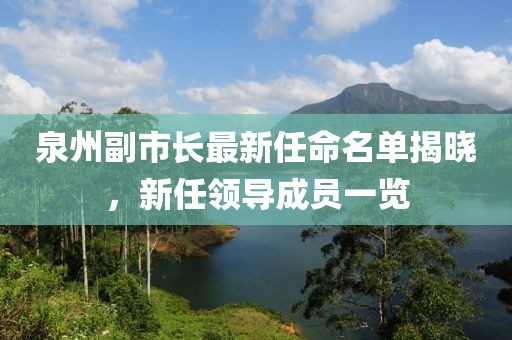 泉州副市长最新任命名单揭晓，新任领导成员一览