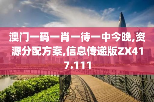 澳门一码一肖一待一中今晚,资源分配方案,信息传递版ZX417.111