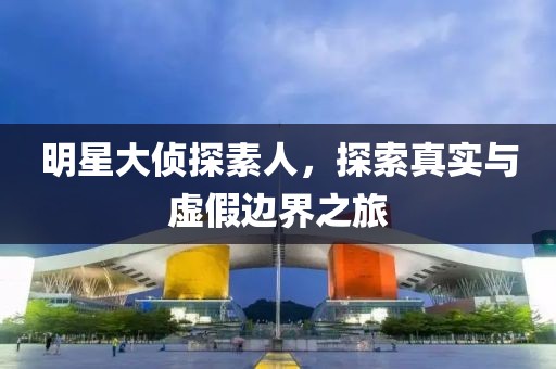 明星大侦探素人，探索真实与虚假边界之旅