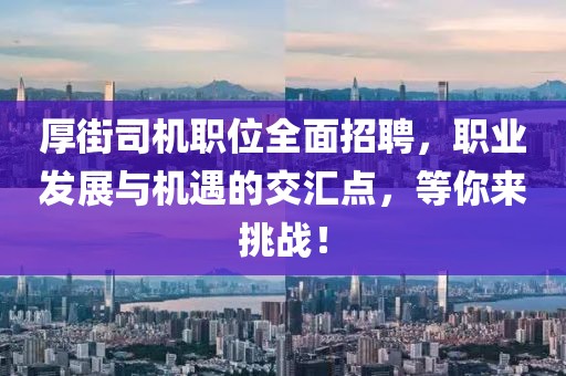 厚街司机职位全面招聘，职业发展与机遇的交汇点，等你来挑战！