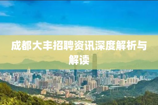 成都大丰招聘资讯深度解析与解读