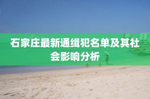 石家庄最新通缉犯名单及其社会影响分析