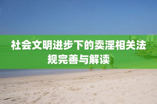 社会文明进步下的卖淫相关法规完善与解读