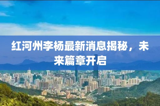 红河州李杨最新消息揭秘，未来篇章开启