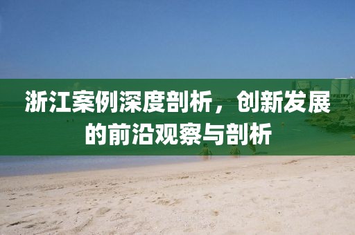 浙江案例深度剖析，创新发展的前沿观察与剖析