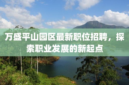 万盛平山园区最新职位招聘，探索职业发展的新起点