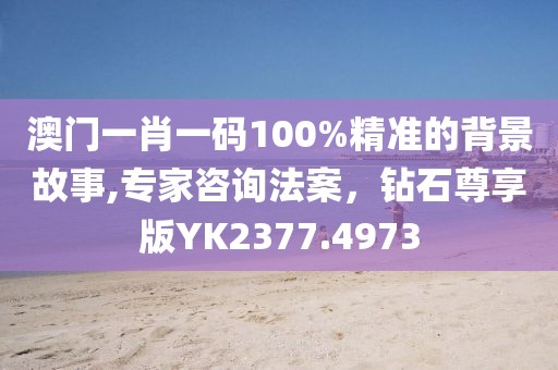 澳门一肖一码100%精准的背景故事,专家咨询法案，钻石尊享版YK2377.4973