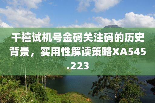 千禧试机号金码关注码的历史背景，实用性解读策略XA545.223