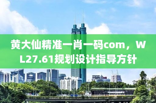 黄大仙精准一肖一码com，WL27.61规划设计指导方针