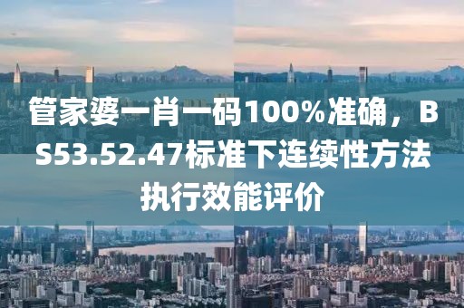 管家婆一肖一码100%准确，BS53.52.47标准下连续性方法执行效能评价