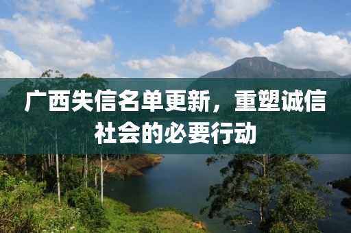 广西失信名单更新，重塑诚信社会的必要行动