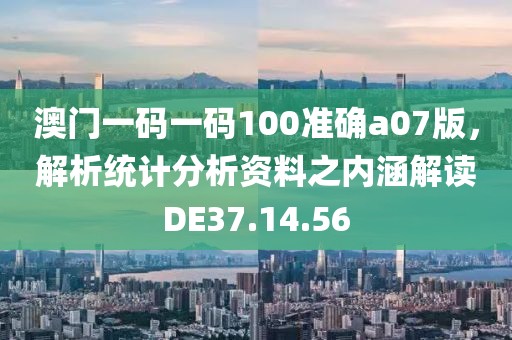澳门一码一码100准确a07版，解析统计分析资料之内涵解读DE37.14.56