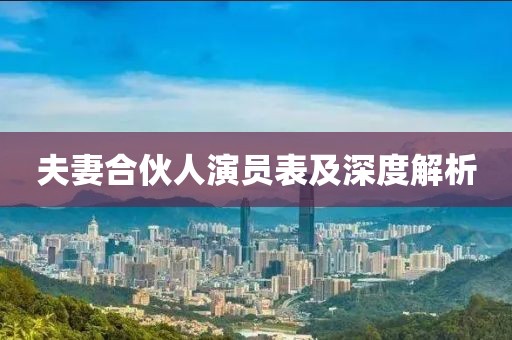 夫妻合伙人演员表及深度解析